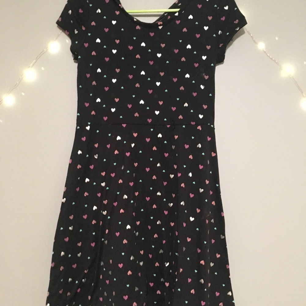 Juniors black dress with multi colored hearts